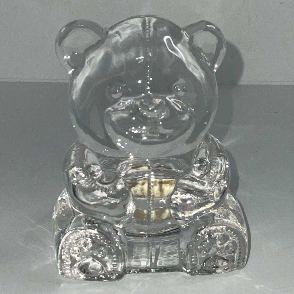 Partylite glass tea light candle holder teddy bear - Picture 1 of 5